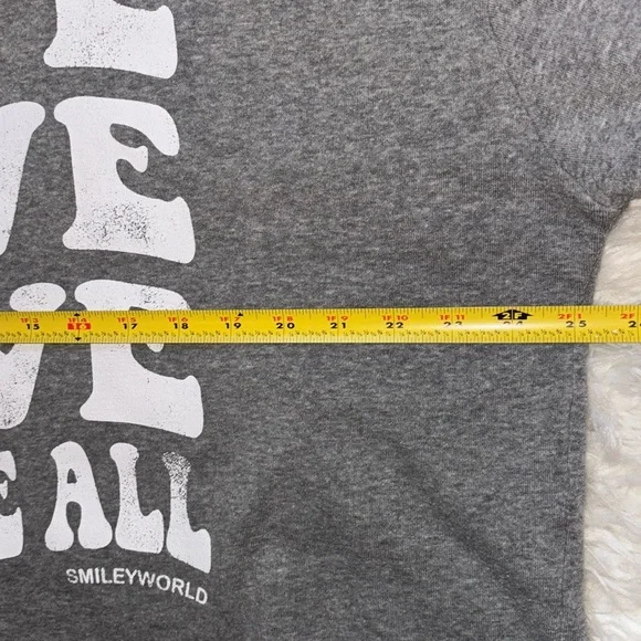 🙂SmileyWorld “Love Above All” Boxy Crew Neck Long Sleeve Sweatshirt ,Size M - Picture 7 of 15